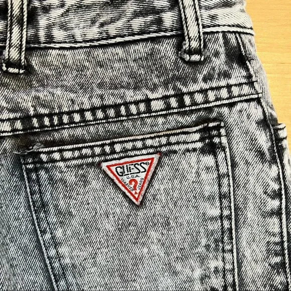 Vintage Guess Georges Marciano High Waist Cutoffs Gray Acid Wash Shorts Size 25 - Picture 3 of 6